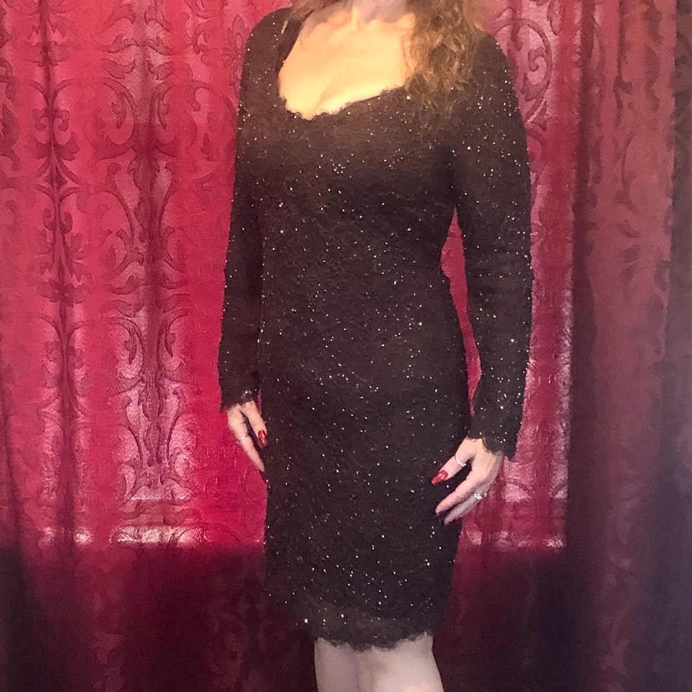 Catherine Regehr Vancouver Canada brown beaded cocktail dress. Size medium.